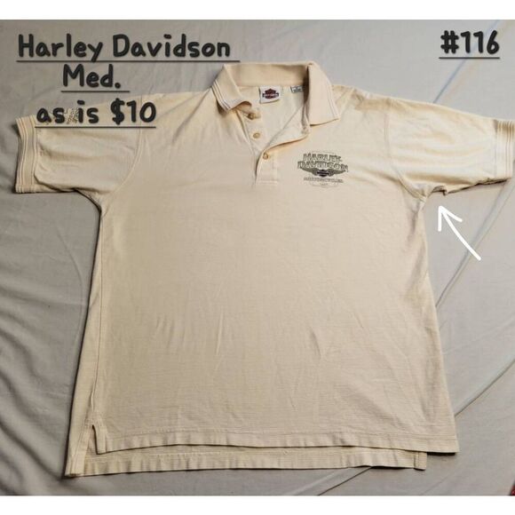 Harley Davidson mens top polo Shiawassee Birch Run Michigan medium as is - Picture 1 of 9